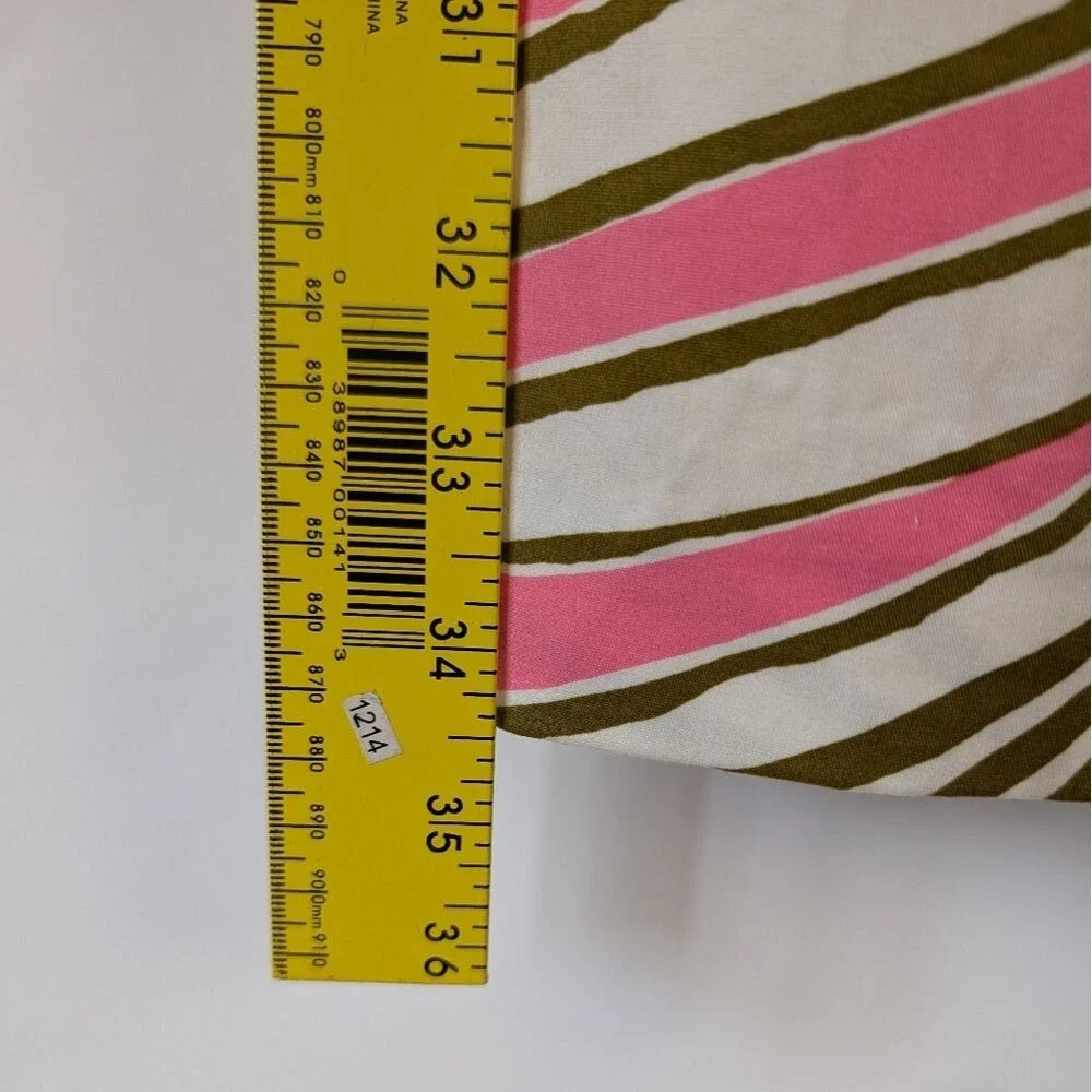 Trina Turk Dress Women's Size 4 Pink Olive White Abstract Cotton Sleeveless - Picture 11 of 11